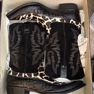 Donald J. Pliner Black and Brown Western Boots